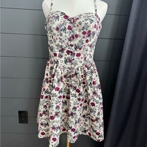 Hell Bunny Poison Purple and Black Skull Heart and Rose Dress Romantic Goth Edgy